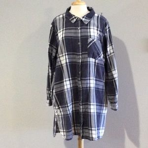 Vanilla Star Blue/White Checkered Front Pocket Button Up Collared Shirt Size 3X